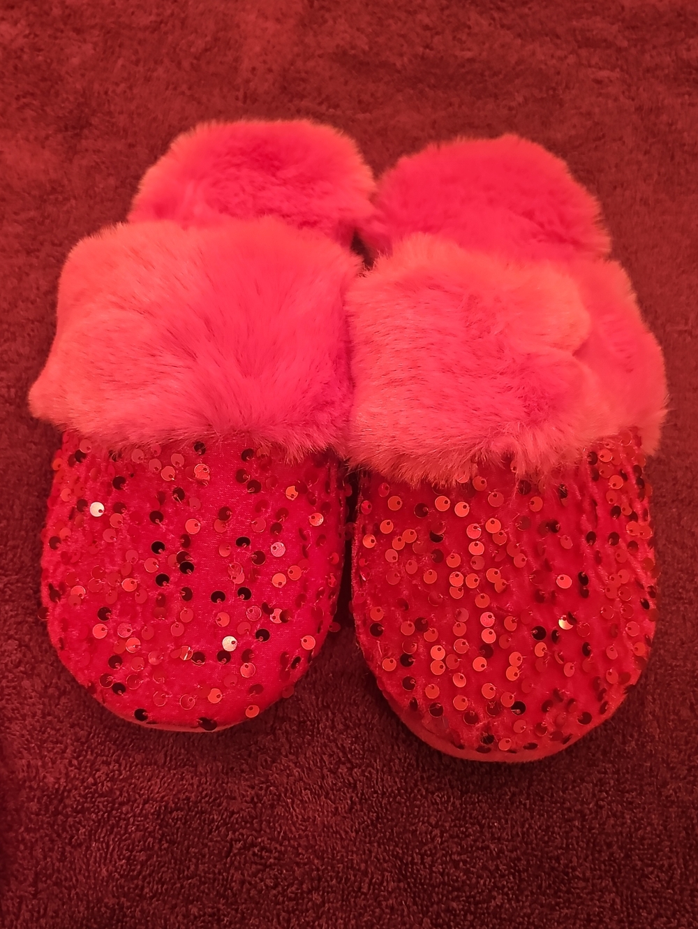 Shiraleah Pink Fuzzy Sequin Slide